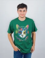 ⁦تى شيرت محير قطن أوفر سايز مطبوع rainbow cat⁩ - الصورة ⁦2⁩