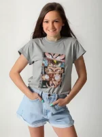Boys and girls oversized cotton T-shirt printed with animation - Image 5
