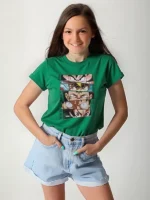 Boys and girls oversized cotton T-shirt printed with animation - Image 7