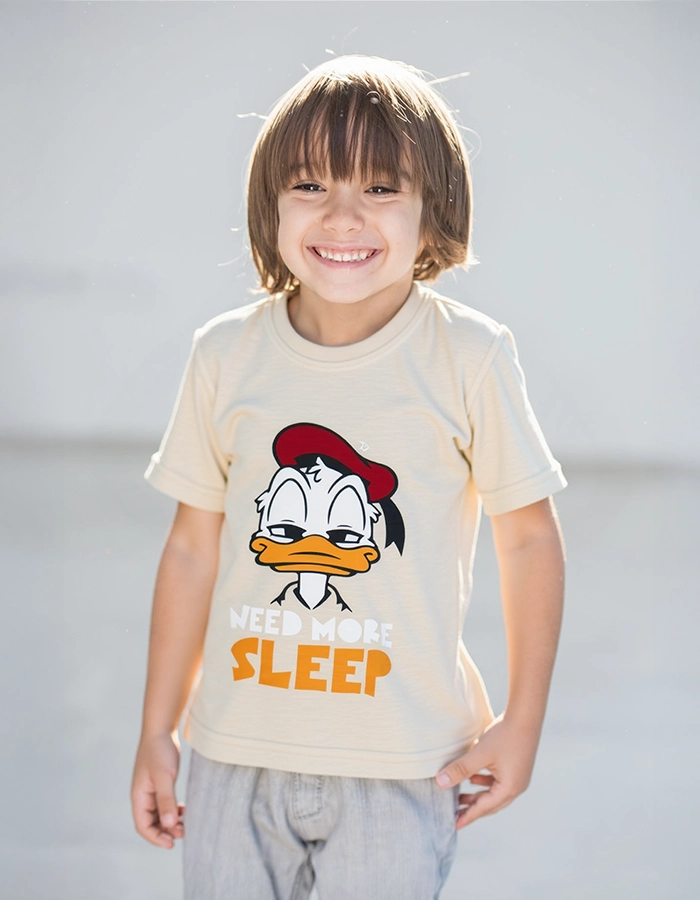 28 Kids' Oversized Cotton T-Shirt with Need to Sleep Print - Image 1