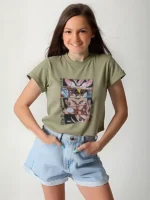 Boys and girls oversized cotton T-shirt printed with animation