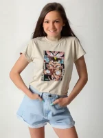 Boys and girls oversized cotton T-shirt printed with animation - Image 2