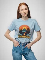 ⁦تى شيرت محير بناتى قطن أوفر سايز مطبوع Camping⁩ - الصورة ⁦5⁩