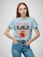 Dont Care Teen Girls Oversized Cotton Printed T-Shirt - Image 3