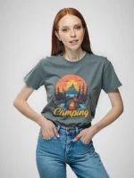 ⁦تى شيرت محير بناتى قطن أوفر سايز مطبوع Camping⁩ - الصورة ⁦6⁩