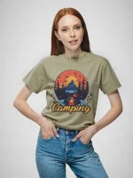 ⁦تى شيرت محير بناتى قطن أوفر سايز مطبوع Camping⁩ - الصورة ⁦2⁩