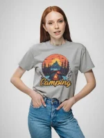 ⁦تى شيرت محير بناتى قطن أوفر سايز مطبوع Camping⁩ - الصورة ⁦3⁩