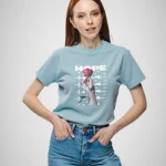 تى شيرت محير بناتى بوليستر أوفر سايز مطبوع Hope