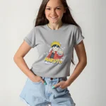 تى شيرت وسط بناتى بوليستر أوفر سايز مطبوع Naruto