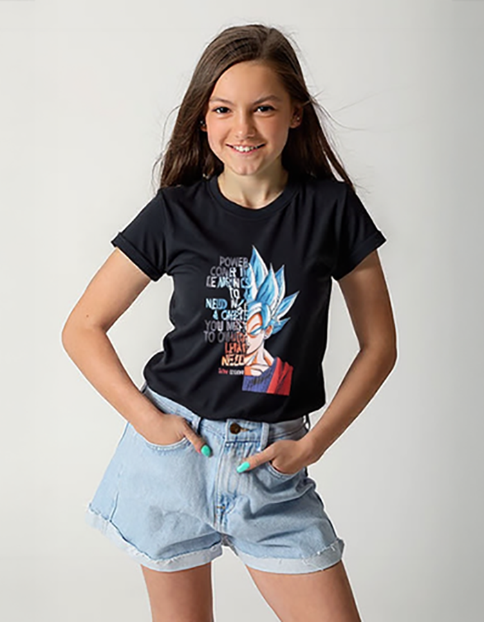 GIRL-5 Girls' Dragon Ball Z Printed Polyester Oversized T-Shirt - Image 1
