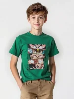 Boys' Oversized Cotton T-Shirt with Animation Print - Image 7