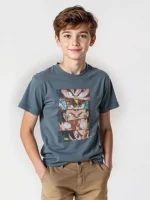Boys' Oversized Cotton T-Shirt with Animation Print - Image 4