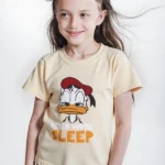 تى شيرت أطفالى بناتى قطن أوفر سايز مطبوع Need to Sleep